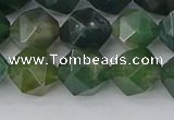 CAG9971 15.5 inches 10mm faceted nuggets moss agate beads