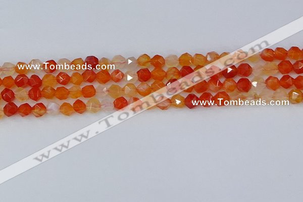 CAG9975 15.5 inches 6mm faceted nuggets red agate beads