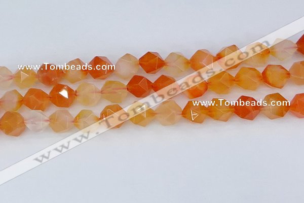 CAG9978 15.5 inches 12mm faceted nuggets red agate beads