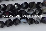 CAG9981 15.5 inches 6mm faceted nuggets black line agate beads