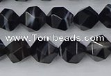 CAG9982 15.5 inches 8mm faceted nuggets black line agate beads