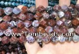 CAG9989 15.5 inches 10mm faceted nuggets red lightning agate beads