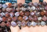 CAG9990 15.5 inches 12mm faceted nuggets red lightning agate beads