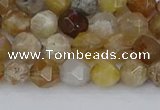 CAG9993 15.5 inches 6mm faceted nuggets ocean fossil agate beads