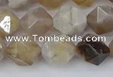 CAG9995 15.5 inches 10mm faceted nuggets ocean fossil agate beads