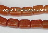 CAJ151 15.5 inches 10*13mm cuboid red aventurine jade beads