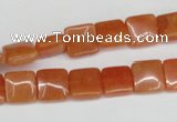 CAJ154 15.5 inches 10*10mm square red aventurine jade beads