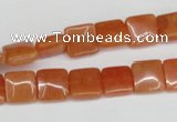 CAJ154 15.5 inches 10*10mm square red aventurine jade beads