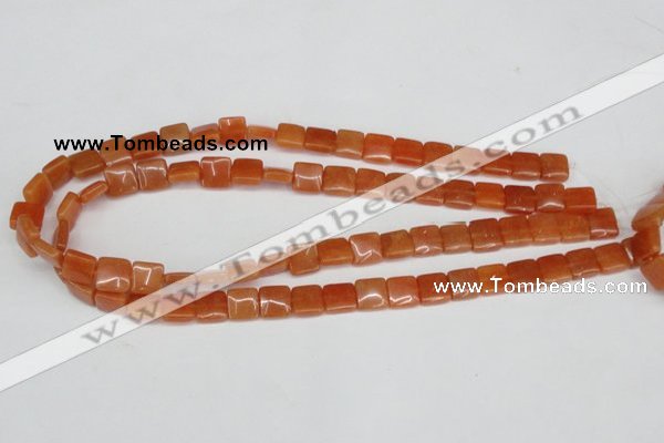 CAJ154 15.5 inches 10*10mm square red aventurine jade beads