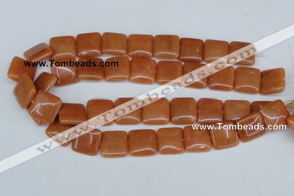 CAJ156 15.5 inches 20*20mm square red aventurine jade beads