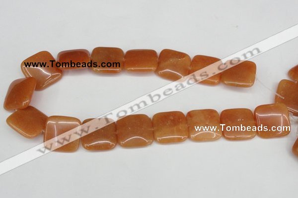 CAJ157 15.5 inches 25*25mm square red aventurine jade beads