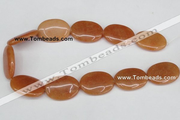 CAJ163 15.5 inches 25*35mm oval red aventurine jade beads