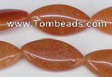 CAJ165 15.5 inches 15*30mm marquise red aventurine jade beads