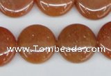 CAJ166 15.5 inches 20mm flat round red aventurine jade beads