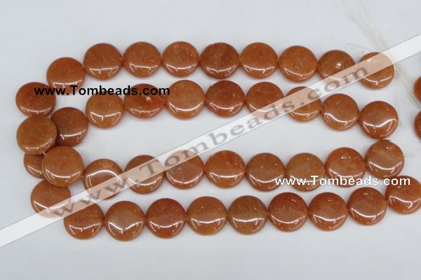 CAJ166 15.5 inches 20mm flat round red aventurine jade beads