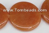 CAJ169 15.5 inches 35mm flat round red aventurine jade beads