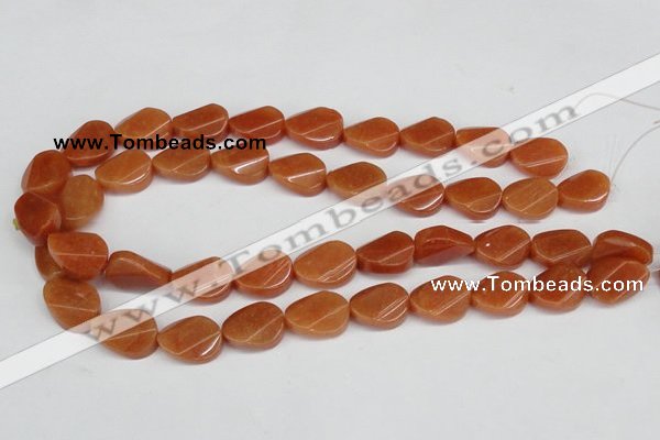 CAJ172 15.5 inches 13*18mm twisted oval red aventurine jade beads