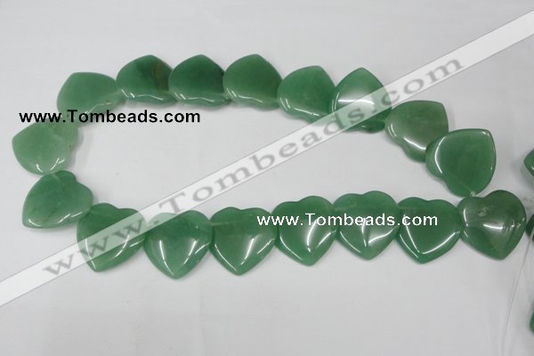 CAJ305 Top-drilled 28*28mm heart green aventurine jade beads