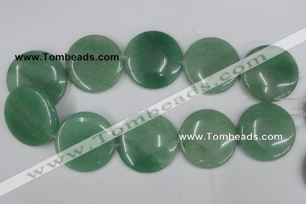 CAJ306 15.5 inches 40mm flat round green aventurine jade beads