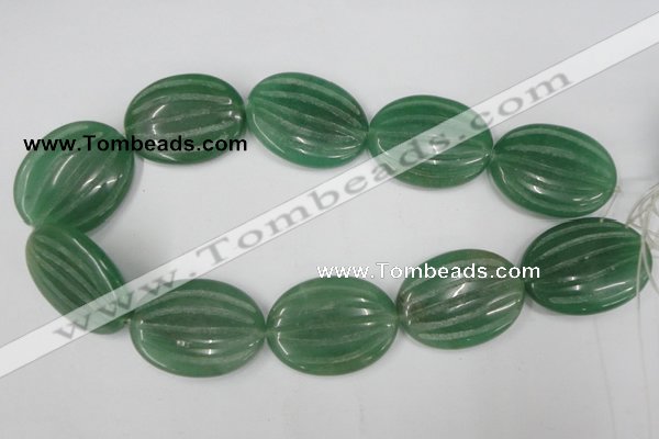 CAJ308 15.5 inches 30*40mm carved oval green aventurine jade beads