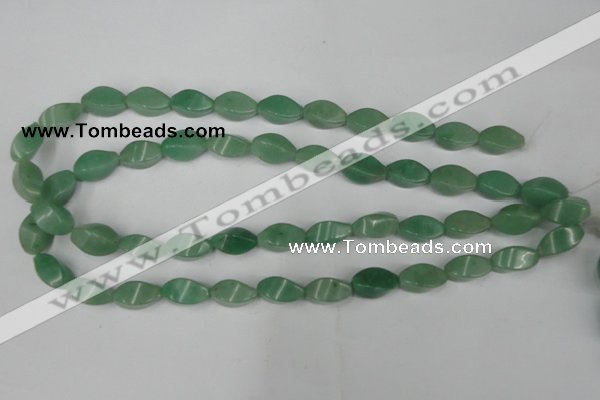 CAJ310 15.5 inches 8*16mm twisted tetrahedron green aventurine jade beads