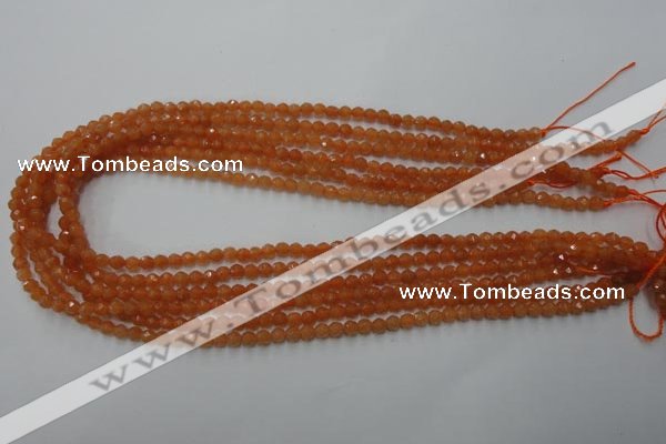 CAJ360 15.5 inches 4mm faceted round red aventurine beads wholesale