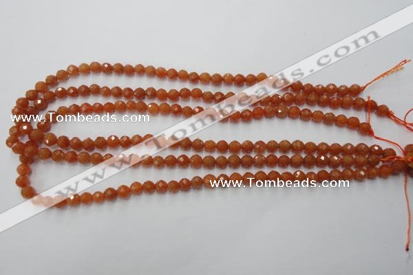 CAJ361 15.5 inches 6mm faceted round red aventurine beads wholesale