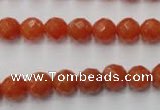 CAJ362 15.5 inches 8mm faceted round red aventurine beads wholesale