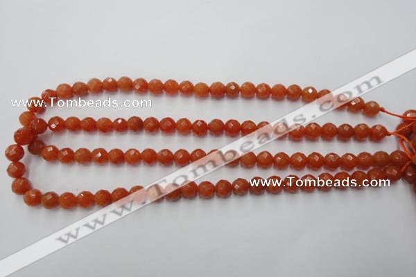 CAJ362 15.5 inches 8mm faceted round red aventurine beads wholesale