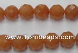CAJ363 15.5 inches 10mm faceted round red aventurine beads wholesale