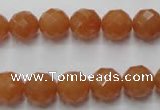 CAJ363 15.5 inches 10mm faceted round red aventurine beads wholesale