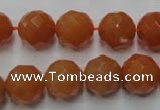 CAJ365 15.5 inches 14mm faceted round red aventurine beads wholesale