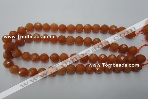 CAJ365 15.5 inches 14mm faceted round red aventurine beads wholesale