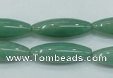 CAJ52 15.5 inches 10*30mm rice green aventurine jade beads wholesale