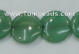 CAJ55 15.5 inches 20mm flat round green aventurine jade beads wholesale