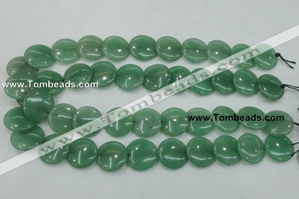 CAJ55 15.5 inches 20mm flat round green aventurine jade beads wholesale