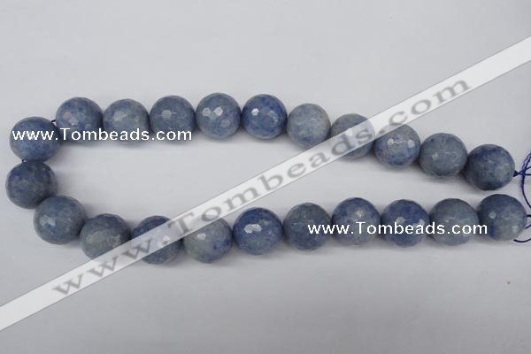 CAJ567 15.5 inches 18mm faceted round blue aventurine beads wholesale