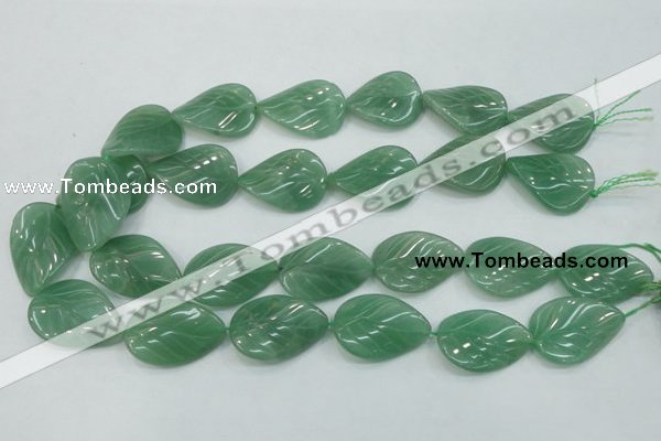 CAJ57 15.5 inches 22*30mm twisted leaf green aventurine jade beads