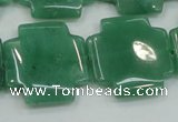 CAJ58 15.5 inches 25*25mm cross green aventurine jade beads wholesale