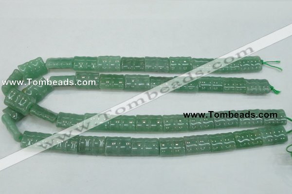 CAJ59 15.5 inches 13*18mm flat bamboo green aventurine jade beads