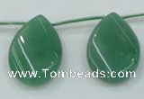 CAJ62 Top-drilled 22*30mm twisted teadrop green aventurine jade beads