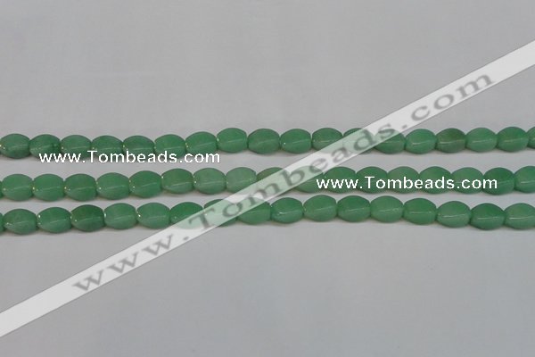 CAJ665 15.5 inches 8*12mm twisted rice green aventurine beads