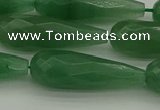 CAJ708 15.5 inches 10*30mm faceted teardrop green aventurine beads