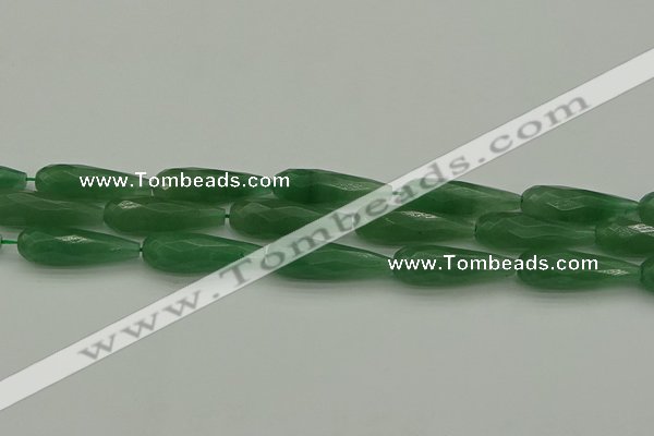 CAJ708 15.5 inches 10*30mm faceted teardrop green aventurine beads