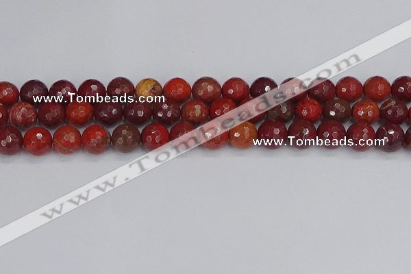 CAJ761 15.5 inches 10mm faceted round apple jasper beads