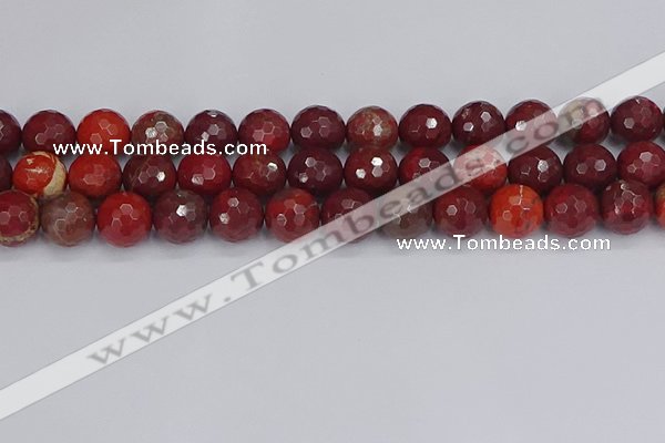 CAJ762 15.5 inches 12mm faceted round apple jasper beads