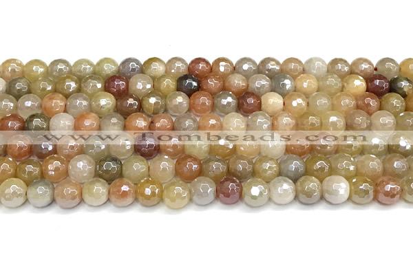 CAJ870 15 inches 6mm faceted round AB-color jade beads