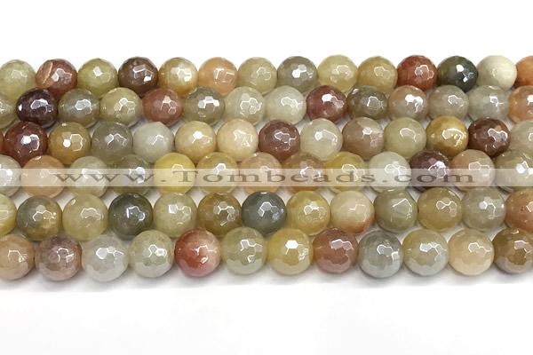 CAJ871 15 inches 8mm faceted round AB-color jade beads