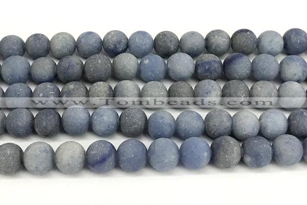 CAJ878 15 inches 10mm round matte blue aventurine beads