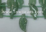 CAJ89 Top-drilled 10*20mm carved leaf green aventurine beads wholesale